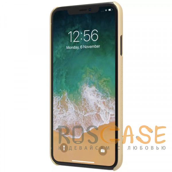 Фотография Золотой Nillkin Super Frosted Shield | Матовый пластиковый чехол для iPhone XS Max с отверстием под лого