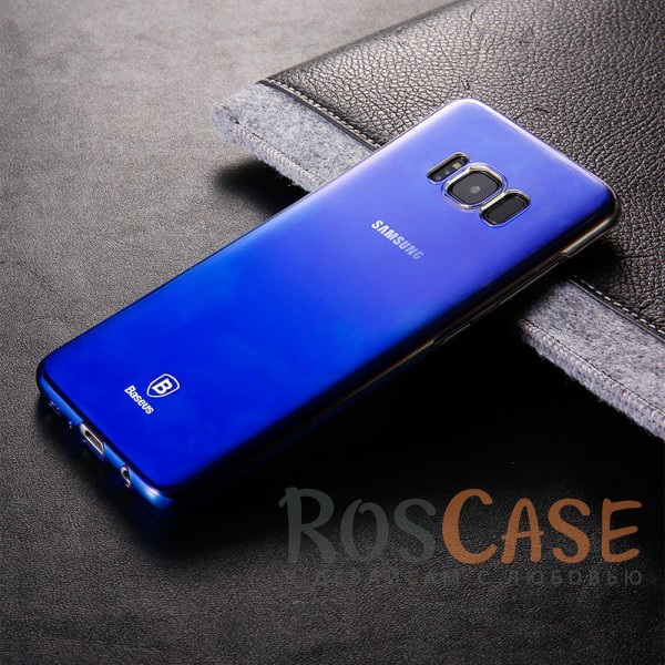 Изображение Синий Блестящая прозрачная накладка Baseus Glaze Ultrathin из тонкого пластика с бензиновым отливом и градиентной расцветкой для Samsung G955 Galaxy S8 Plus