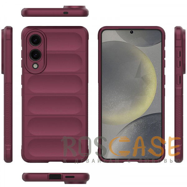 Фото Бордовый Flex Silicone | Противоударный чехол для Samsung Galaxy S25 Edge с защитой камеры и микрофиброй