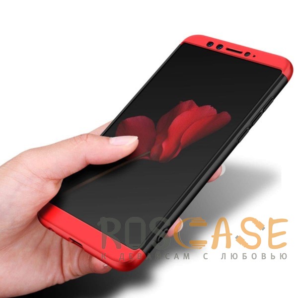 Изображение Черный / Красный GKK LikGus 360° | Двухсторонний чехол для Huawei Honor 9 Lite с защитными вставками