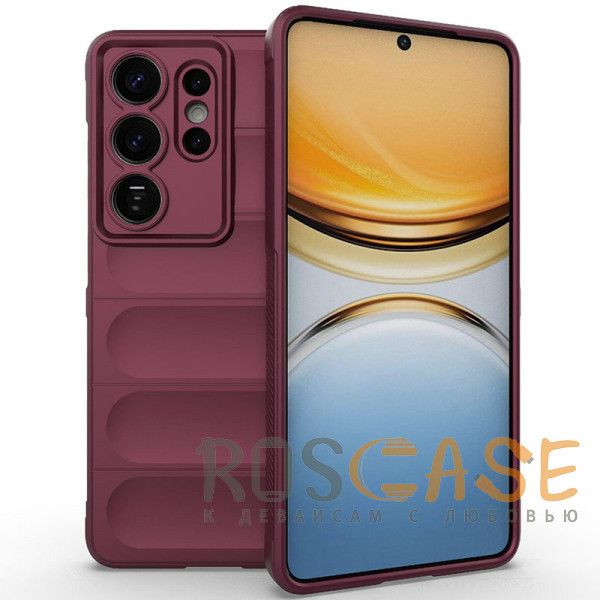 Фото Бордовый Flex Silicone | Противоударный чехол для Samsung Galaxy S26 Ultra с защитой камеры и микрофиброй