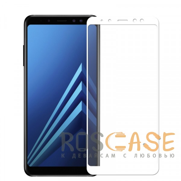 Фото Белый Защитное стекло 5D на весь экран для Samsung A530 Galaxy A8 (2018)