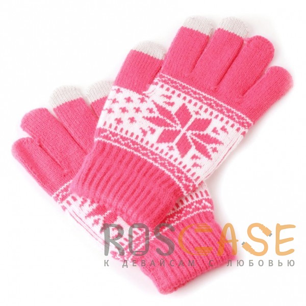 Фото Розовый Перчатки Touch Glove для сенсорных (емкостных) экранов Снежинка