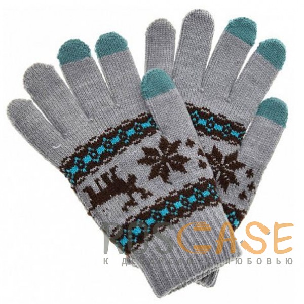 Фото Серый Перчатки Fashion Glove для сенсорных (емкостных) экранов Зимний мотив