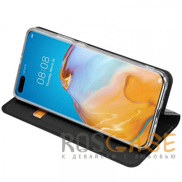 Фото Черный Чехол-книжка из Premium экокожи для Huawei P40 с карманом для визиток