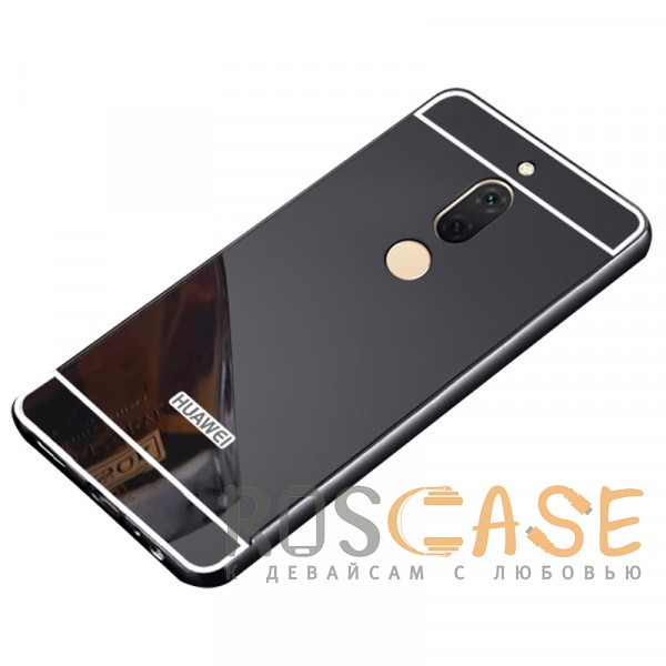 Фотография Черный Металлический бампер для Huawei Mate 10 Lite с зеркальной вставкой