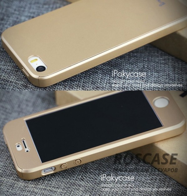 Фото Золотой iPaky 360° | Комплект чехол + стекло для Apple iPhone 5/5S/SE (полная защита корпуса и экрана)