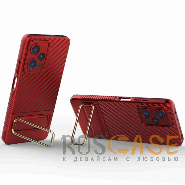 Фотография Красный Чехол с защитой камер, подставкой и микрофиброй для Xiaomi Redmi Note 12 Pro 5G / Poco X5 Pro