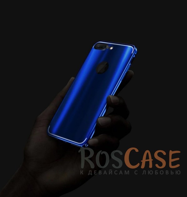 Изображение Синий Модный металлический бампер Luxurious Neon с глянцевой переливающейся вставкой на заднюю панель для Apple iPhone 7 plus / 8 plus (5.5")