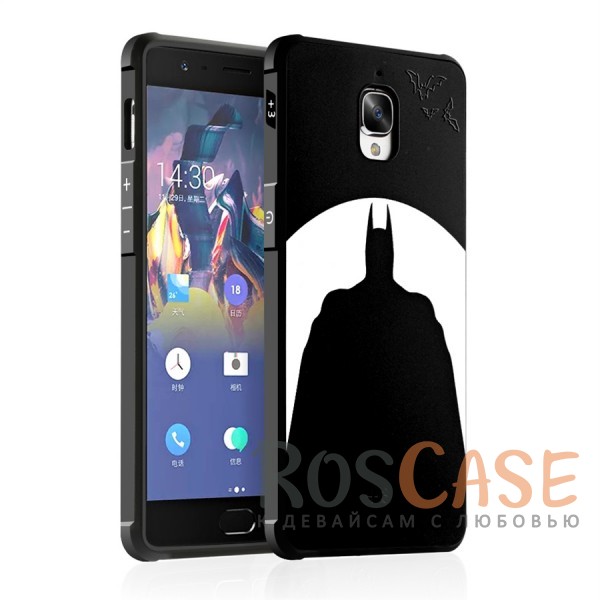 

Противоударный силиконовый черный чехол с рельефным изображением для OnePlus 3 / OnePlus 3T (Batman)