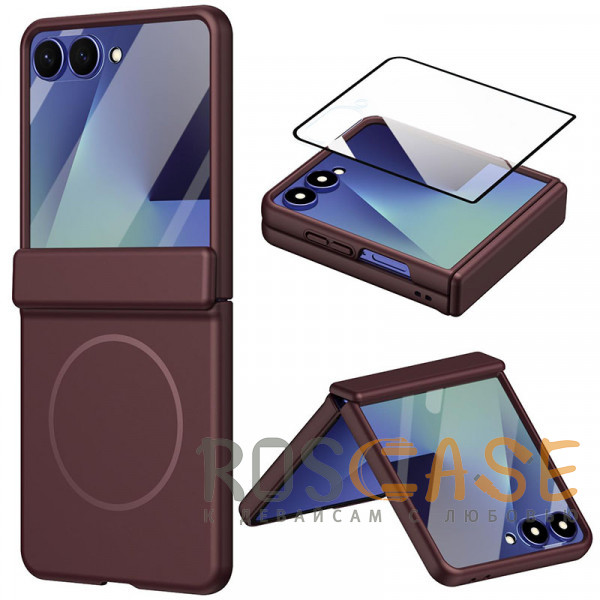 Фото Бордовый Чехол 3D с Magsafe и внешним стеклом для Samsung Galaxy Z Flip 8