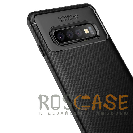 Фотография Черный Силиконовый матовый чехол с текстурой Карбон для Samsung Galaxy S10e