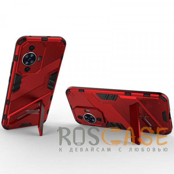 Фотография Красный Megatron | Противоударный чехол-подставка для Huawei Nova 11 4G с защитой камеры