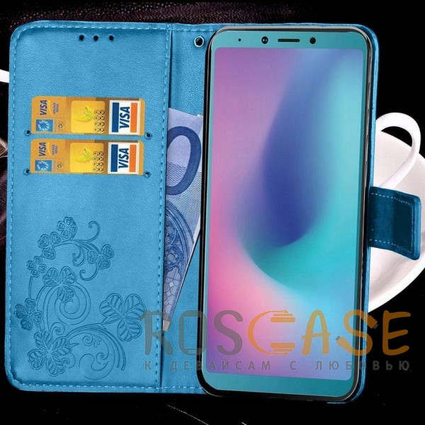 Фото Синий Чехол-книжка с узорами на магнитной застёжке для Samsung Galaxy A6s (2018)