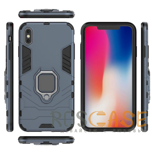 Фотография Синий Transformer Ring | Противоударный чехол под магнитный держатель для iPhone X / XS