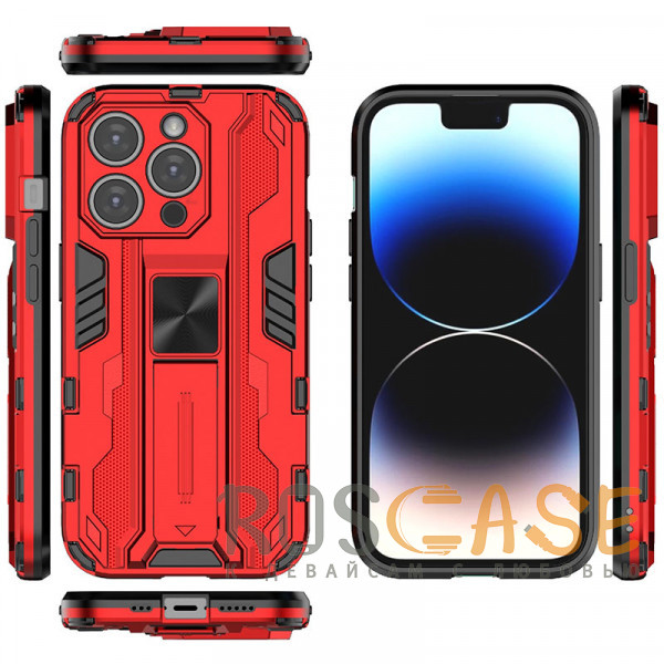 Изображение Красный Galvatron | Противоударный чехол-подставка для iPhone 13 Pro с защитой камеры