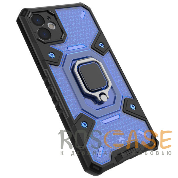 Фото Синий Honeycomb Armor | Противоударный чехол с защитой камеры и кольцом для iPhone 11