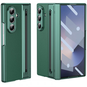 Чехол 3D с кожаной вставкой и стилусом  для Samsung Galaxy Z Fold 8 Ultra