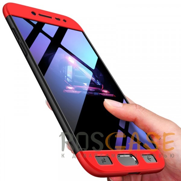 Изображение Черный / Красный GKK LikGus 360° | Двухсторонний чехол для Samsung J250F Galaxy J2 Pro (2018) с защитными вставками