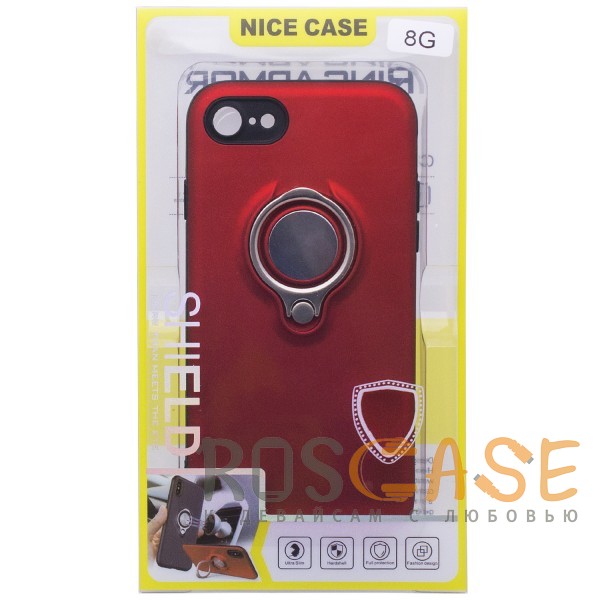 Изображение Красный Deen | Матовый чехол для Apple iPhone 7 / 8 (4.7") с креплением под магнитный держатель и кольцом-подставкой
