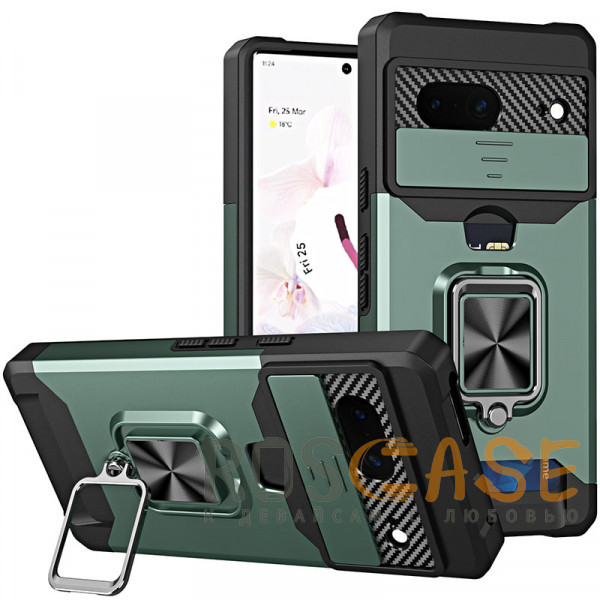 Фотография Зеленый Multi Case | Чехол с кольцом, отделением для карты и шторкой камеры для Google Pixel 7