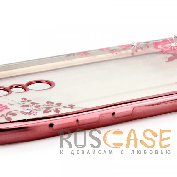 Фотография Розовый золотой/Розовые цветы Прозрачный чехол со стразами для Xiaomi Redmi Pro с глянцевым бампером