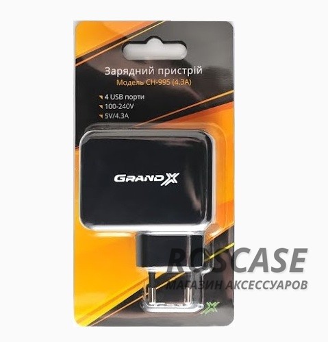 фото сетевое ЗУ Grand-X 4-USB 5V 4.3A (CH-995)