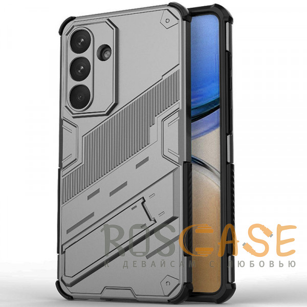 Фото Серый Megatron | Противоударный чехол-подставка для Samsung Galaxy S26 Plus с защитой камеры