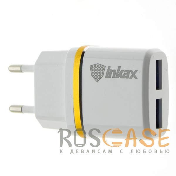 Фотография Белый СЗУ inkax CD-11 (2USB 2.1A) + кабель Type-C