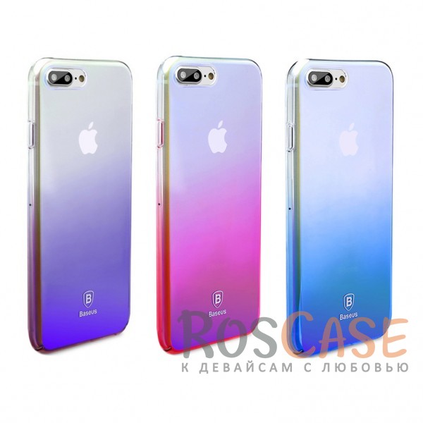 Фото Блестящая прозрачная накладка Baseus Glaze Ultrathin из тонкого пластика с бензиновым отливом и градиентной расцветкой для Apple iPhone 7 plus / 8 plus (5.5")