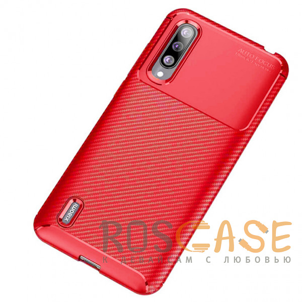 Фотография Красный Силиконовый матовый чехол с текстурой Карбон для Xiaomi Mi A3 (CC9e)