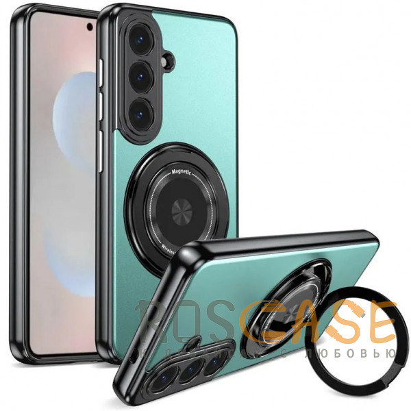Фото Зеленый Чехол с кольцом Magsafe и алюминиевой вставкой для Samsung Galaxy S26 Plus