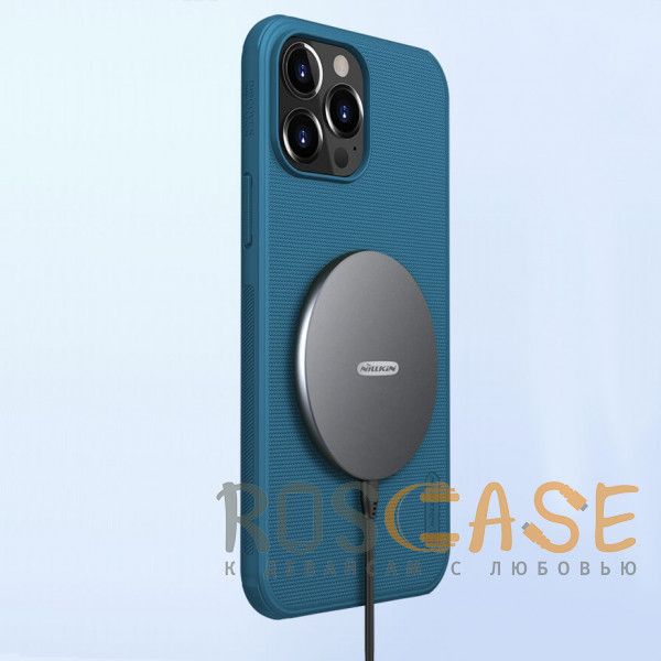 Фото Синий Nillkin Super Frosted Shield Magnetic | Пластиковый чехол с магнитом для магнитной зарядки для iPhone 13 Pro