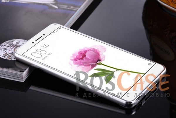Фотография Серебряный Металлический бампер для Xiaomi Mi Max с зеркальной вставкой