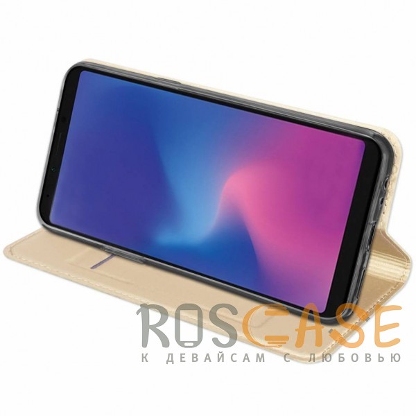Фотография Золотой Dux Ducis | Чехол-книжка для Samsung Galaxy A6s (2018) с функцией подставки и картхолдером