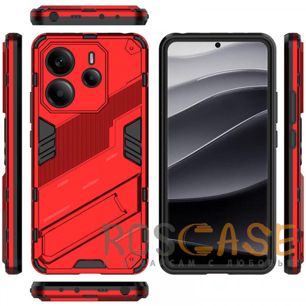 Изображение Красный Megatron | Противоударный чехол-подставка для Xiaomi Redmi Note 14 4G с защитой камеры
