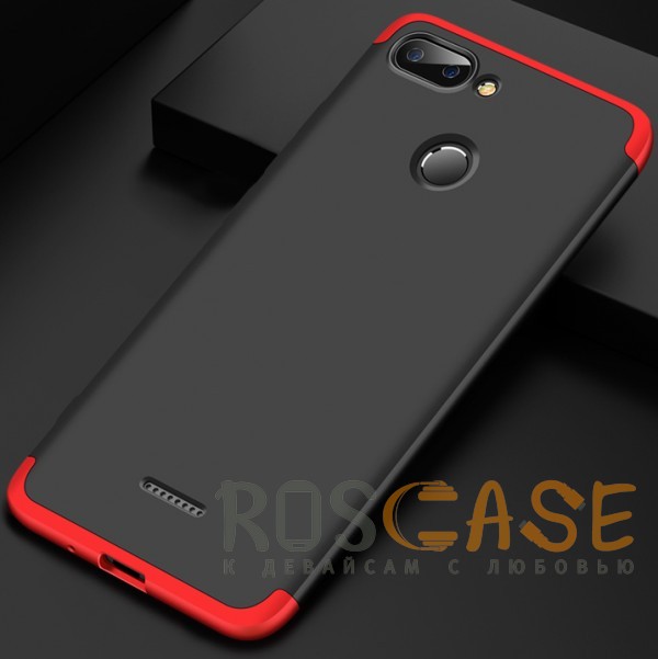 Фото Черный / Красный GKK LikGus 360° | Двухсторонний чехол для Xiaomi Redmi 6 с защитными вставками