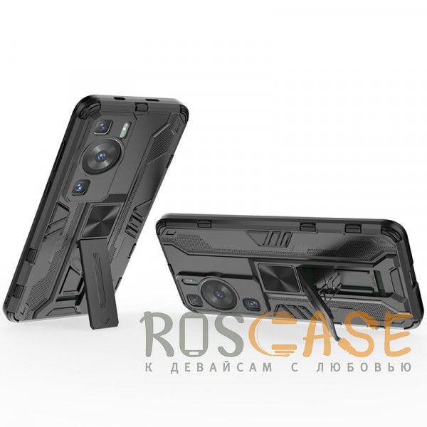 Фотография Черный Galvatron | Противоударный чехол-подставка для Huawei P60 / P60 Pro с защитой камеры