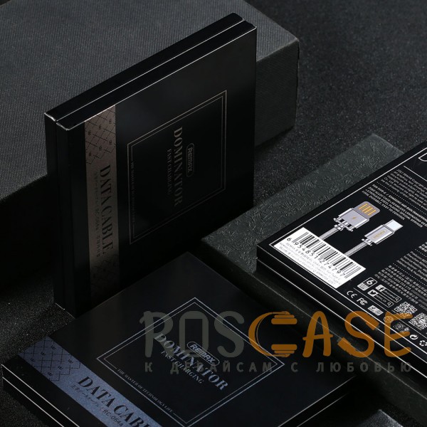 Фото Черный Remax Dominator RC-064a | Дата кабель с функцией быстрой зарядки в тканевой оплетке USB to Type-C (100см)