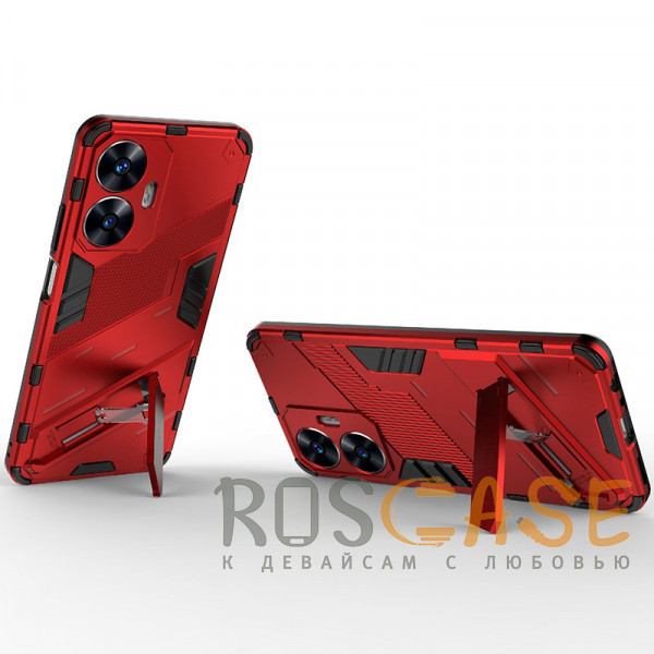 Фотография Красный Megatron | Противоударный чехол-подставка для Realme C55 с защитой камеры