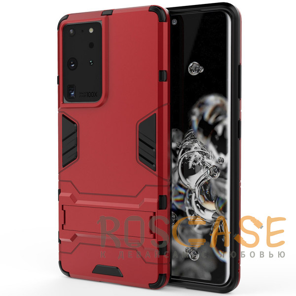 Фото Красный Transformer | Противоударный чехол-подставка для Samsung Galaxy S21 Ultra с мощной защитой корпуса