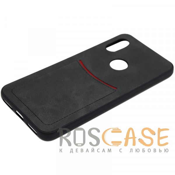 Фото Черный ILEVEL | Чехол с кожаным покрытием и с карманом-визитницей для Xiaomi Redmi Note 6 Pro