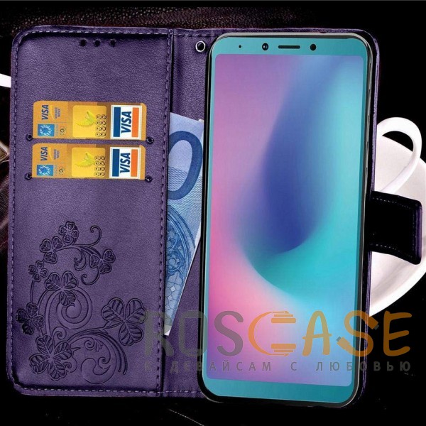 Фотография Фиолетовый Чехол-книжка с узорами на магнитной застёжке для Samsung Galaxy A6s (2018)