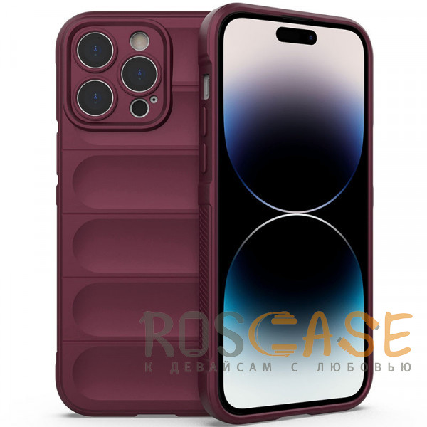Фото Бордовый Flex Silicone | Противоударный чехол для iPhone 14 Pro Max с защитой камеры и микрофиброй