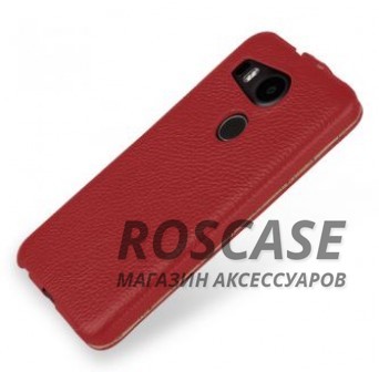 Фотография Красный / Red TETDED натур. кожа | Чехол-флип для LG Google Nexus 5x