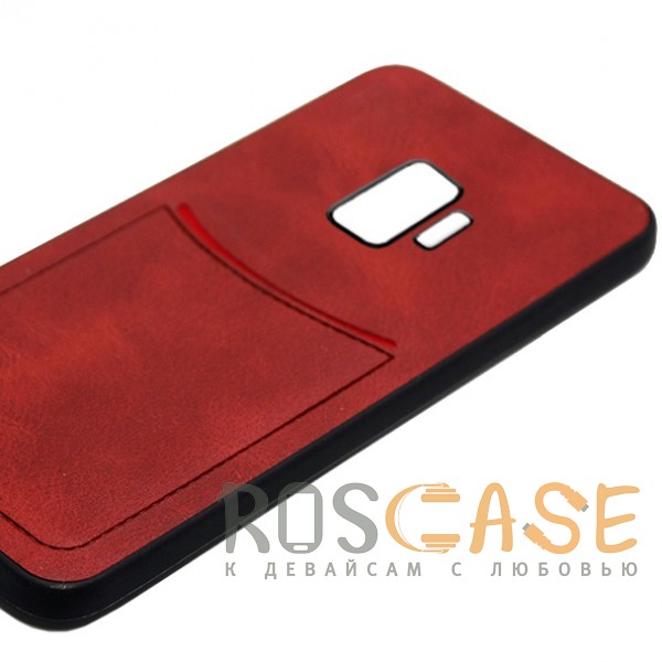 Фото Красный ILEVEL | Чехол с кожаным покрытием и с карманом-визитницей для Samsung Galaxy S9