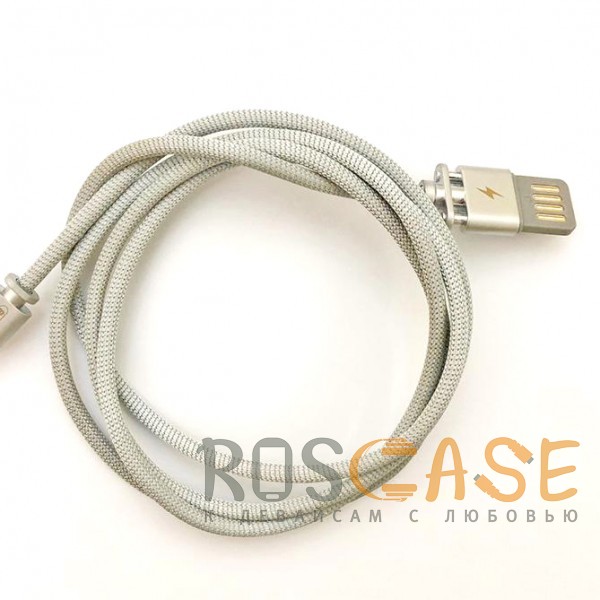 Фотография Серебряный Remax Dominator RC-064m | Дата кабель с функцией быстрой зарядки в тканевой оплетке USB to MicroUSB (100см)