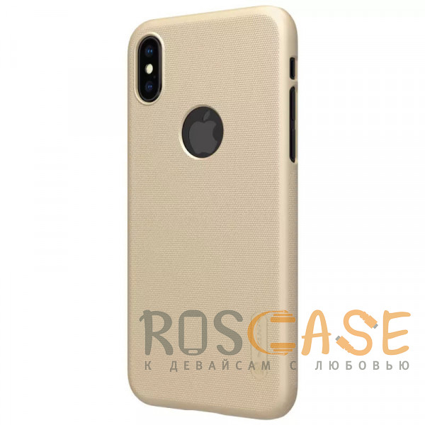 Фотография Золотой (вырез для лого) Nillkin Super Frosted Shield | Матовый пластиковый чехол для iPhone X / XS