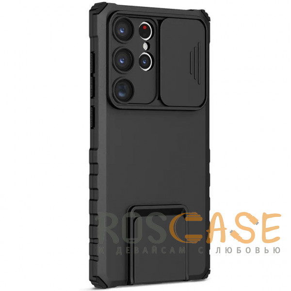 Фото Черный CamShield Holder | Противоударный чехол-подставка для Samsung Galaxy S24 Ultra с защитой камеры
