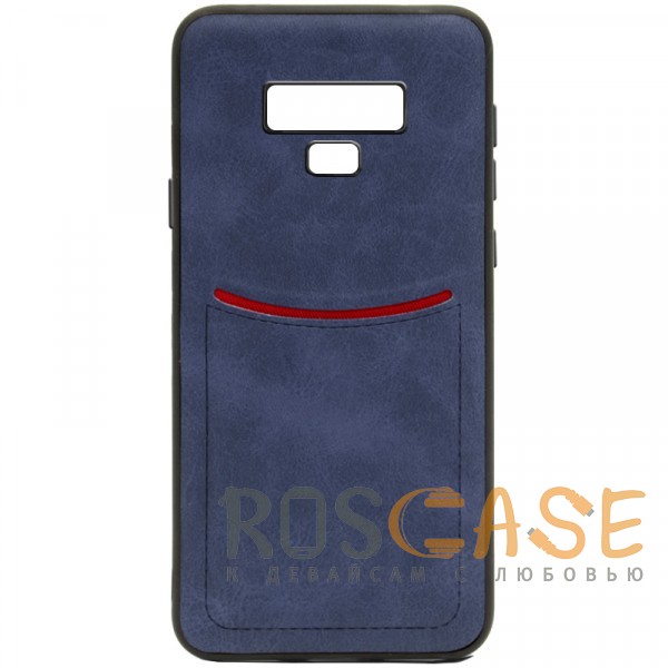 Фото Синий ILEVEL | Чехол с кожаным покрытием и с карманом-визитницей для Samsung Galaxy Note 9